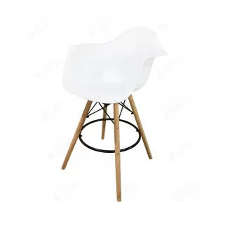 PP Stools with White Arm Wood Base DB-P02