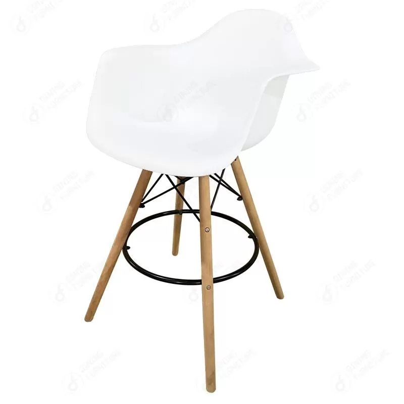 PP Stools with White Arm Wood Base DB-P02