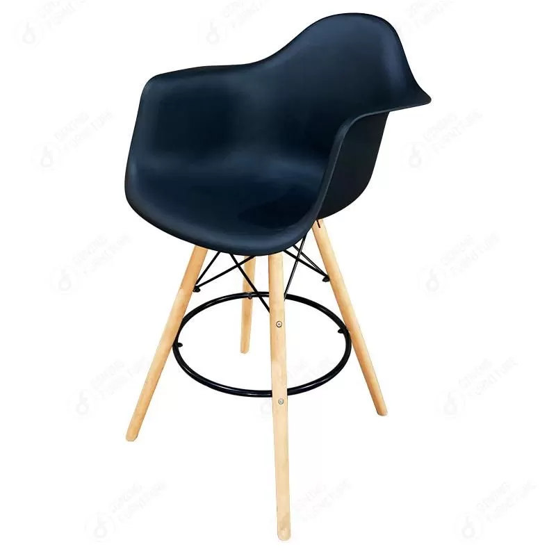 PP Stools with White Arm Wood Base DB-P02