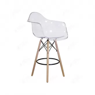 Transparent Plastic and Wood Counter Chair Side Stool DB-P02P