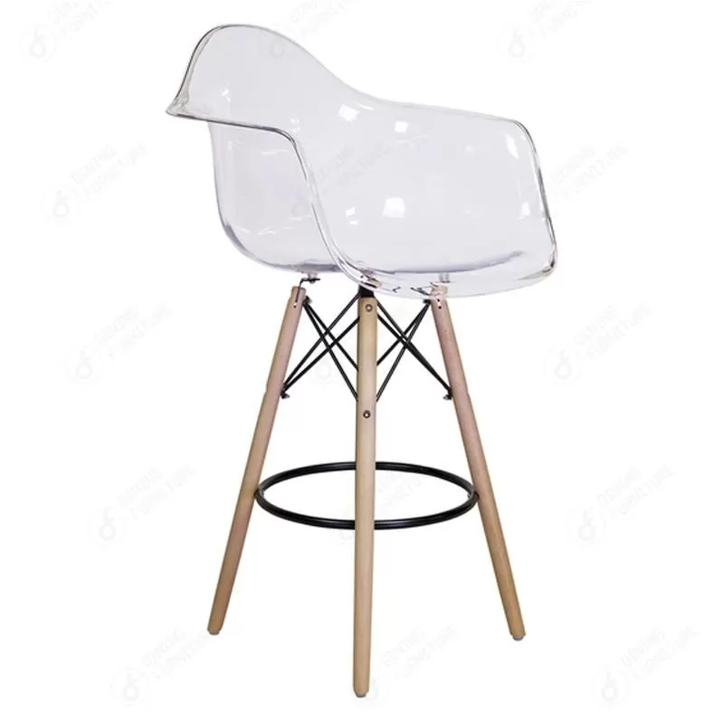 Transparent Plastic and Wood Counter Chair Side Stool DB-P02P