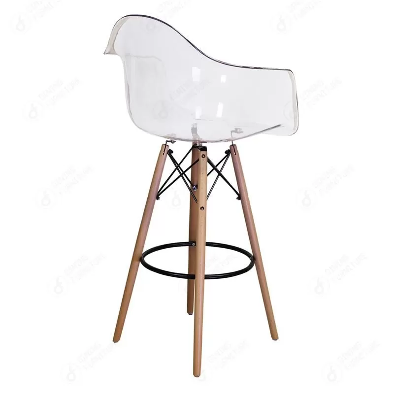 Transparent Plastic and Wood Counter Chair Side Stool DB-P02P