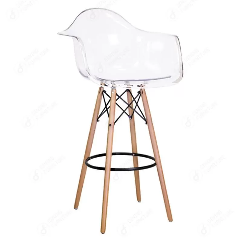 Transparent Plastic and Wood Counter Chair Side Stool DB-P02P