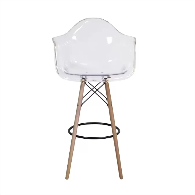 Transparent Plastic and Wood Counter Chair Side Stool DB-P02P