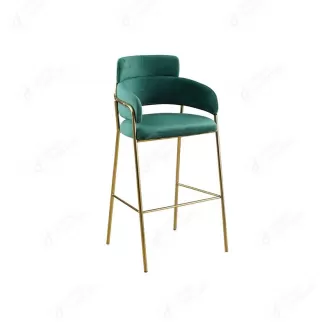 Velvet Armrest Bar Chair with Metal Legs DB-R02