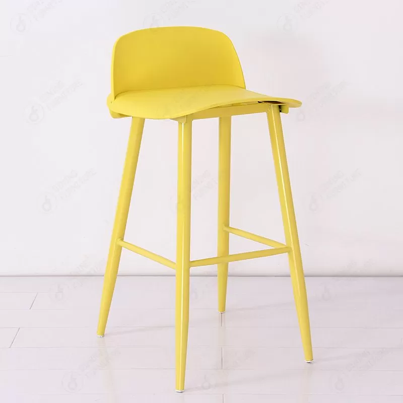 High Chair Cafe PP Seat Metal Leg Backrest Bar Chair DB-P80