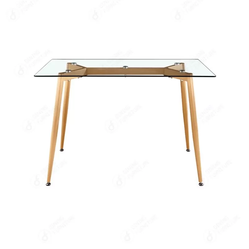 Thermal Transfer Leg Dining Table with Glass Top DT-G03