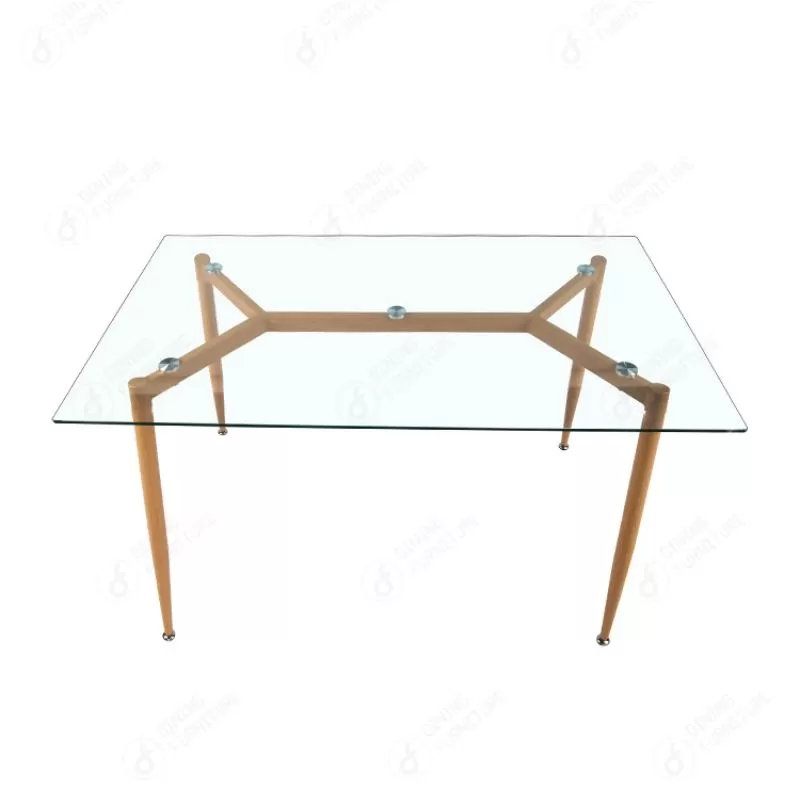 Thermal Transfer Leg Dining Table with Glass Top DT-G03