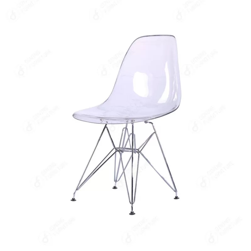 Thin Iron Legs Clear Plastic Dining Chair DC-P01PM