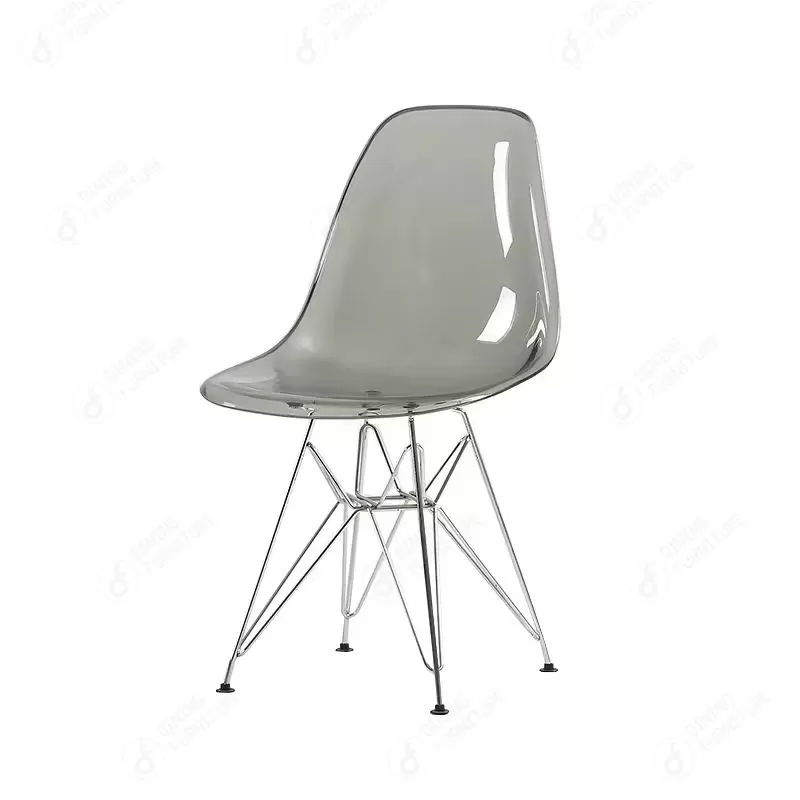 Thin Iron Legs Clear Plastic Dining Chair DC-P01PM