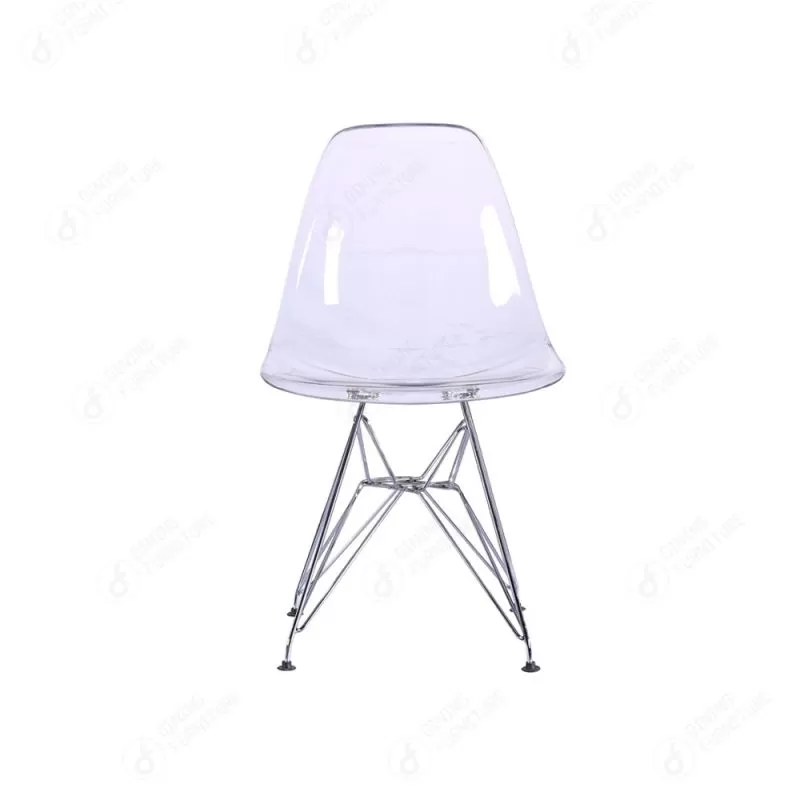 Thin Iron Legs Clear Plastic Dining Chair DC-P01PM