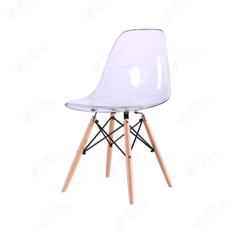 Transparent Plastic Dining Chair with Backrest DC-P01P