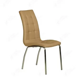 Leather High Back Iron Leg Dining Chair DC-U12