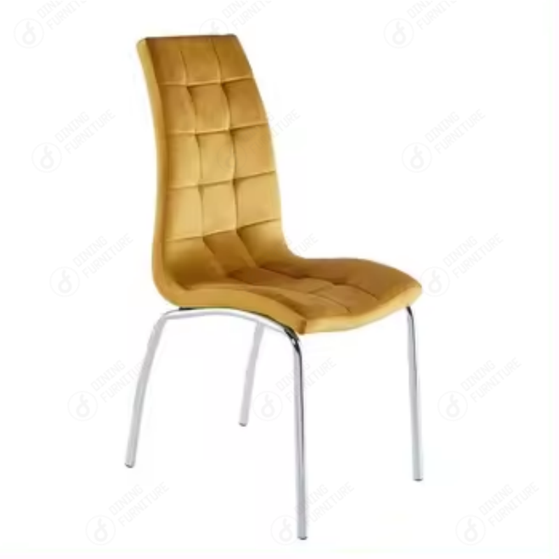 Leather High Back Iron Leg Dining Chair DC-U12