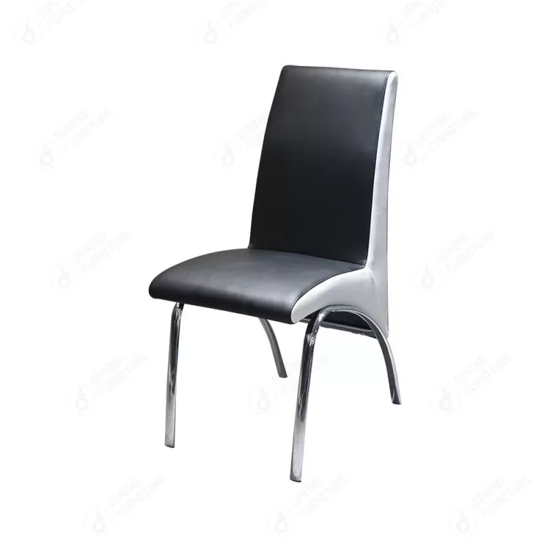 Curved Electroplated Leg Leather Dining Chair DC-U24