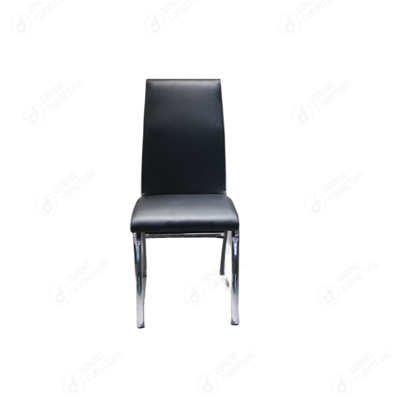 Curved Electroplated Leg Leather Dining Chair DC-U24