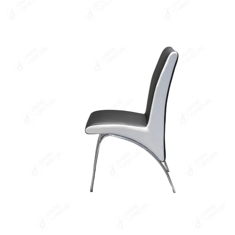 Curved Electroplated Leg Leather Dining Chair DC-U24