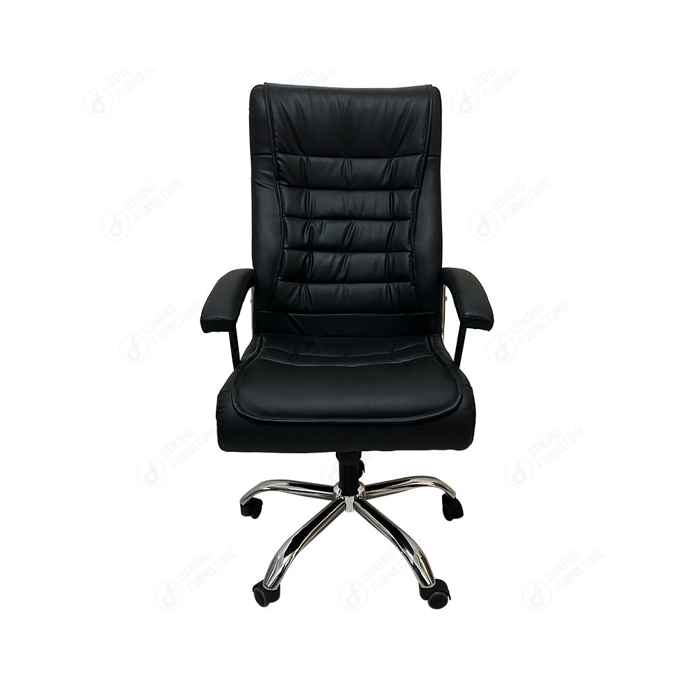 Black Leather Swivel Office Chair with Arms DC-B21