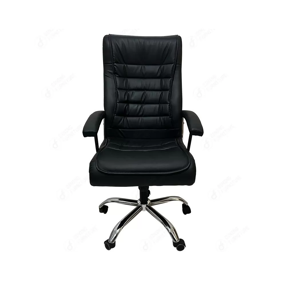 Black Leather Swivel Office Chair with Arms DC-B21