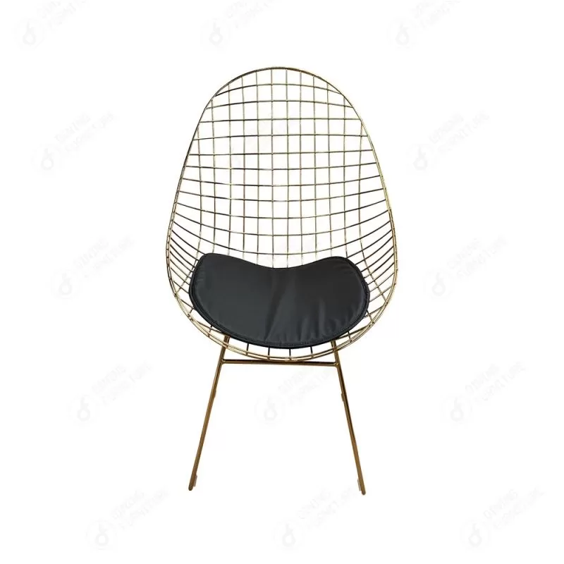 Oval Backrest Metal Wire Black Dining Chair DC-W08