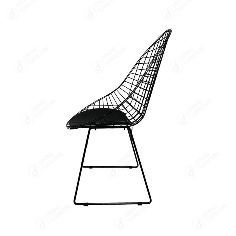 Oval Backrest Metal Wire Black Dining Chair DC-W08