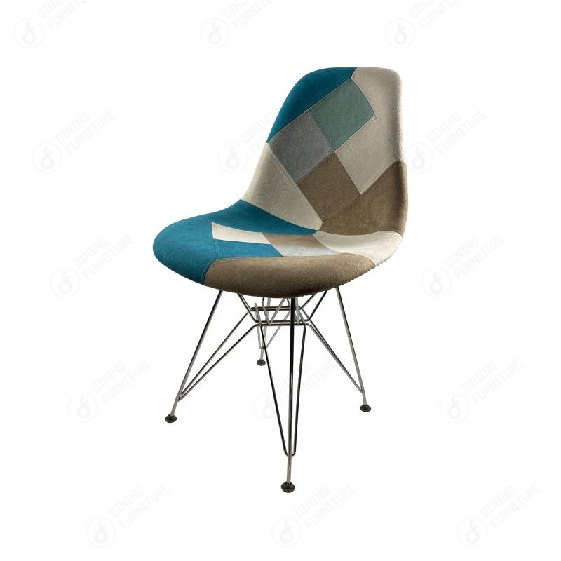 Patchwork Fabric Dining Chair with Wooden Legs DC-F01W