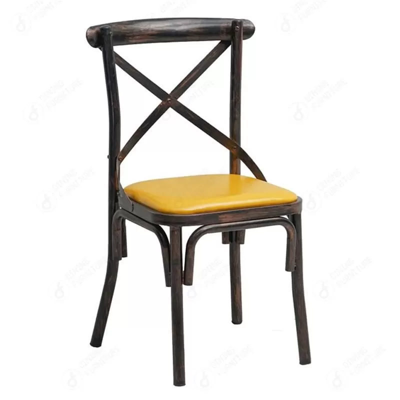 Rustic Metal Frame with Upholstered Armless Chair DC-M14