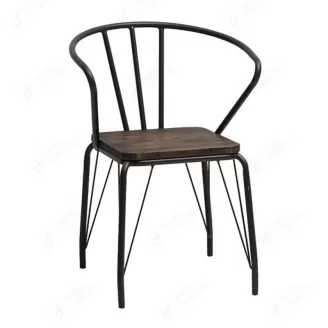 Black Metal and Wood Armchairs DC-M16