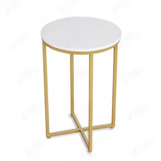 Modern White Marble Finish Corner Table DT-M63