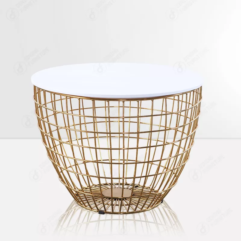 Multi Color MDF Round Coffee Table with Metal Legs DT-M33