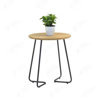 Wood Color MDF Corner Table with Iron Legs DT-M27