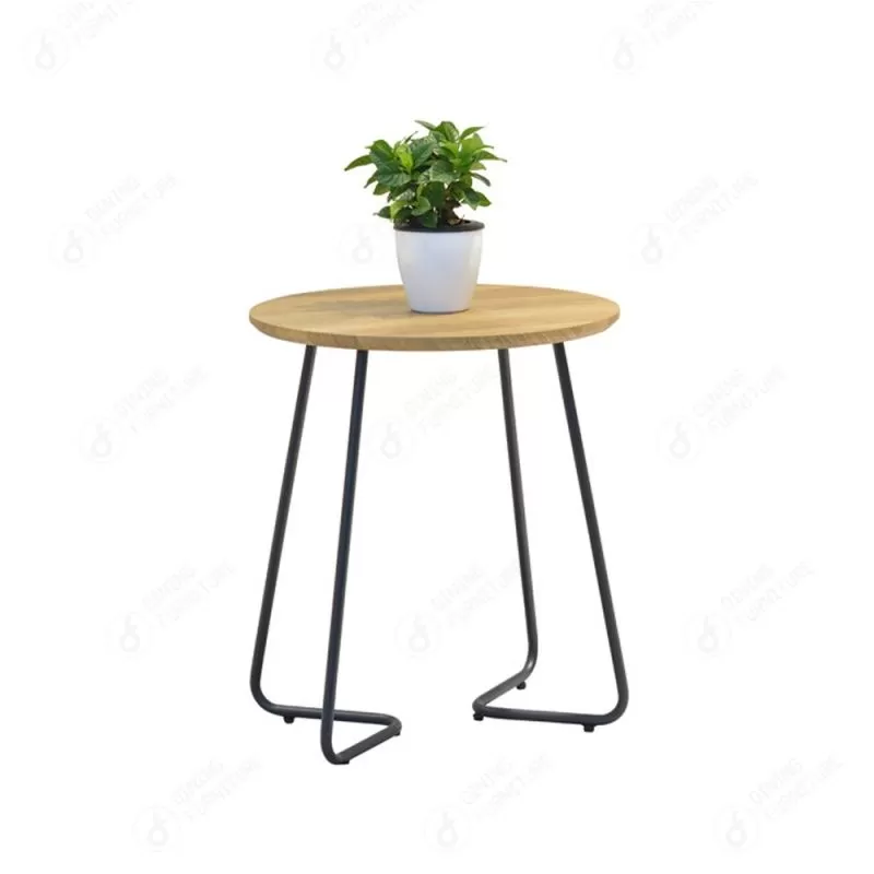 Wood Color MDF Corner Table with Iron Legs DT-M27