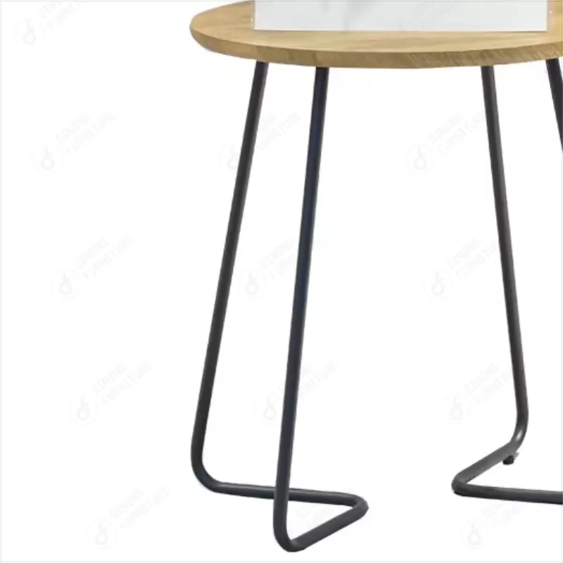 Wood Color MDF Corner Table with Iron Legs DT-M27