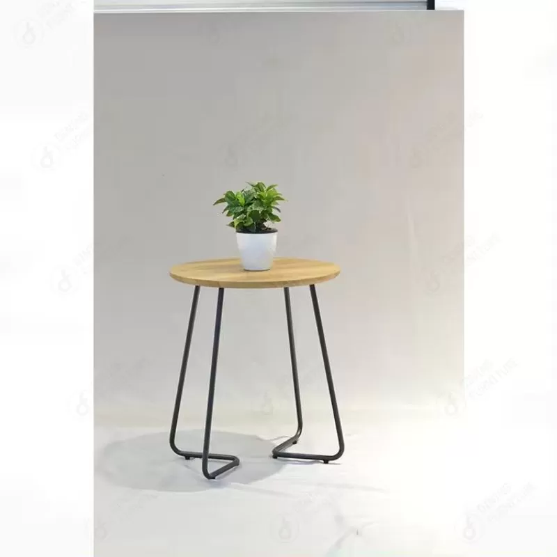 Wood Color MDF Corner Table with Iron Legs DT-M27