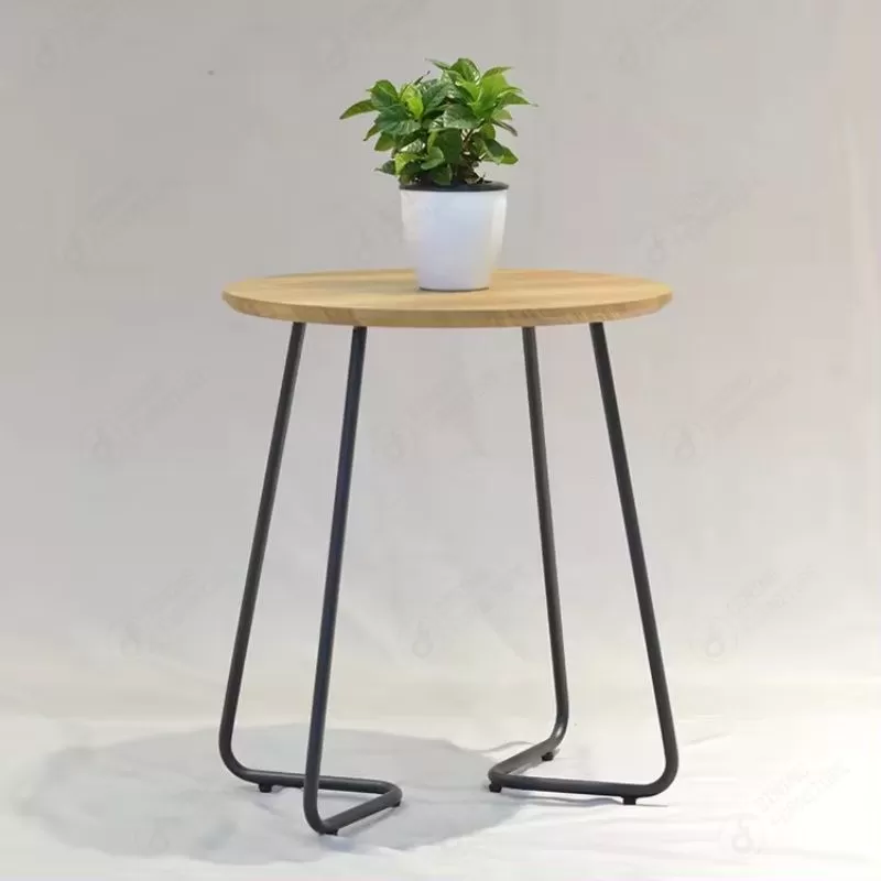 Wood Color MDF Corner Table with Iron Legs DT-M27