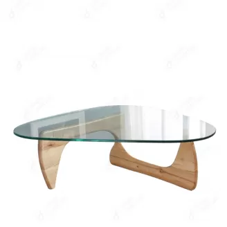 Triangular Wooden Legs Glass Dining Table DT-G12