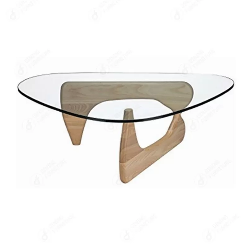 Triangular Wooden Legs Glass Dining Table DT-G12