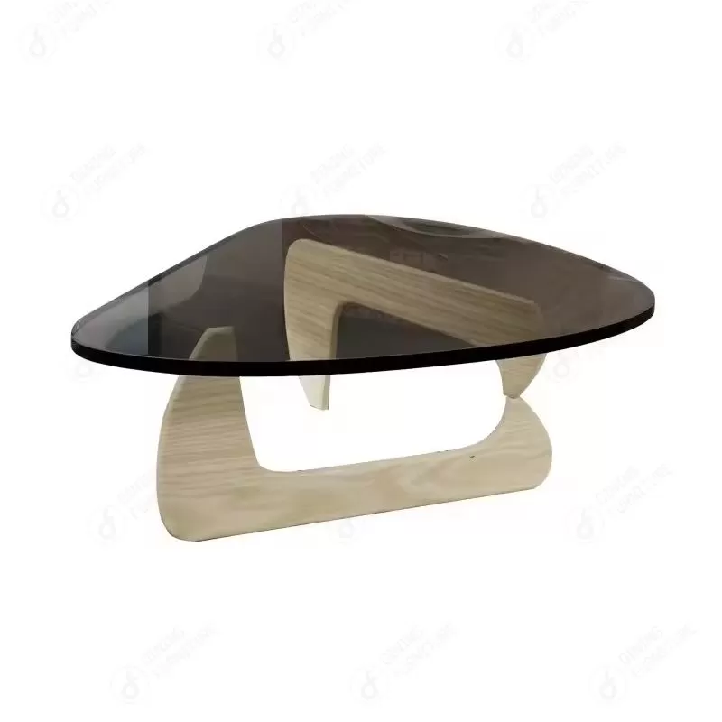 Triangular Wooden Legs Glass Dining Table DT-G12