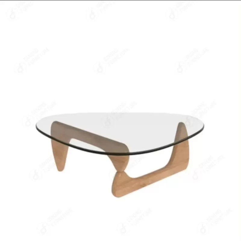 Triangular Wooden Legs Glass Dining Table DT-G12