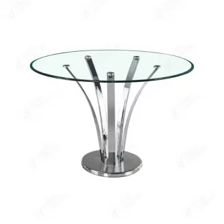 Round Glass Dining Table with Metal Base DT-G11