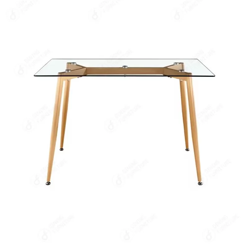 Rectangular Glass Dining Table with Wooden Legs DT-G10