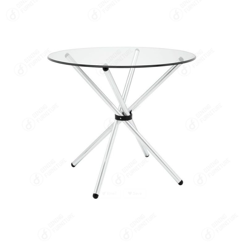 Glass Top with Wrought Iron Crossed Legs Table DT-G18