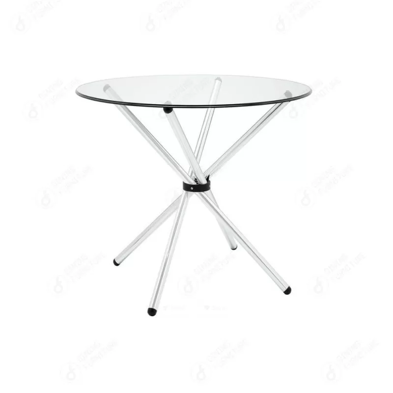 Glass Top with Wrought Iron Crossed Legs Table DT-G18