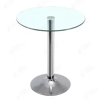 Tempered Glass Top Chrome Legs Round Side Table DT-G14