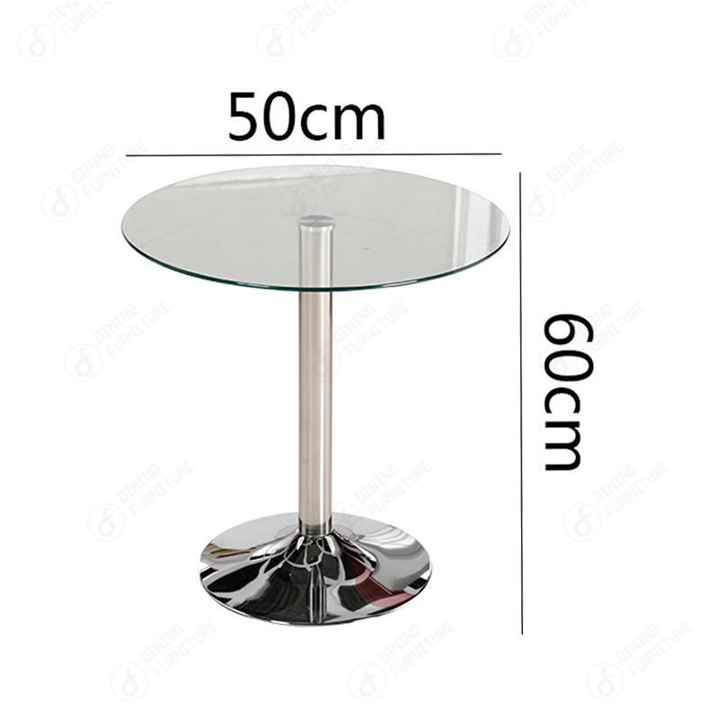 Tempered Glass Top Chrome Legs Round Side Table DT-G14