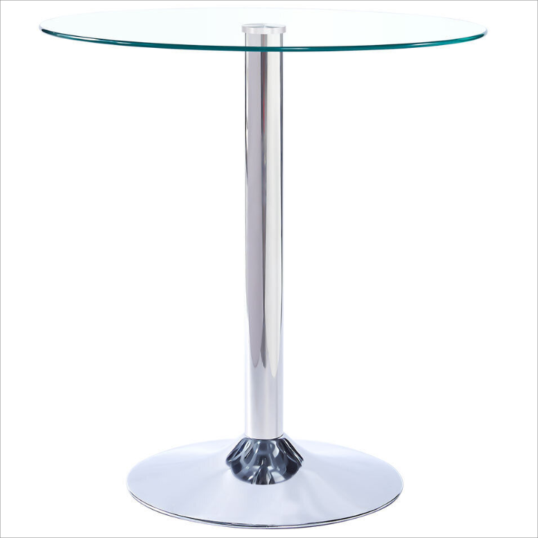 Tempered Glass Top Chrome Legs Round Side Table DT-G14