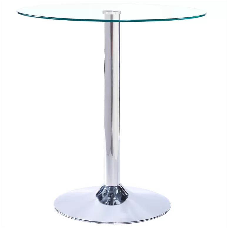 Tempered Glass Top Chrome Legs Round Side Table DT-G14