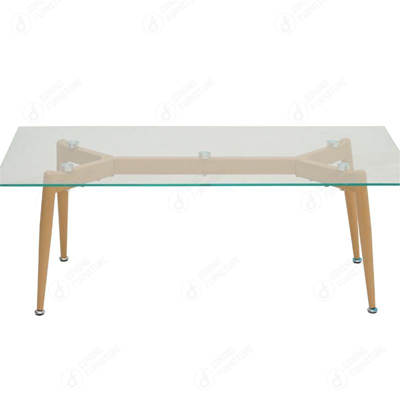 Wooden Legs and Glass Top Rectangular Coffee Table DT-G16