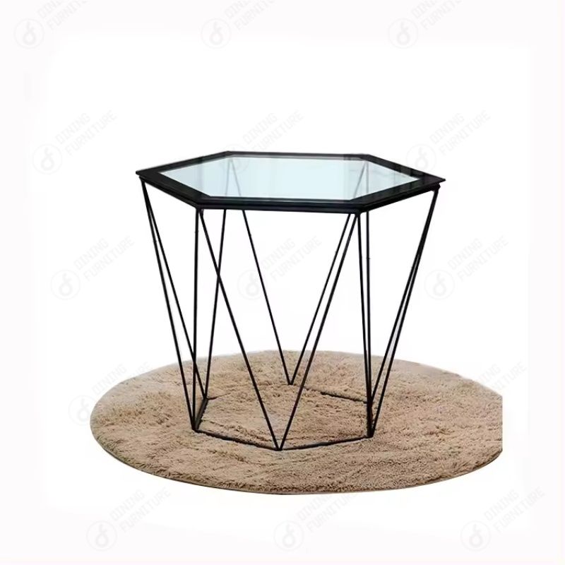 Hollow Wire Table with Glass Top DT-G22