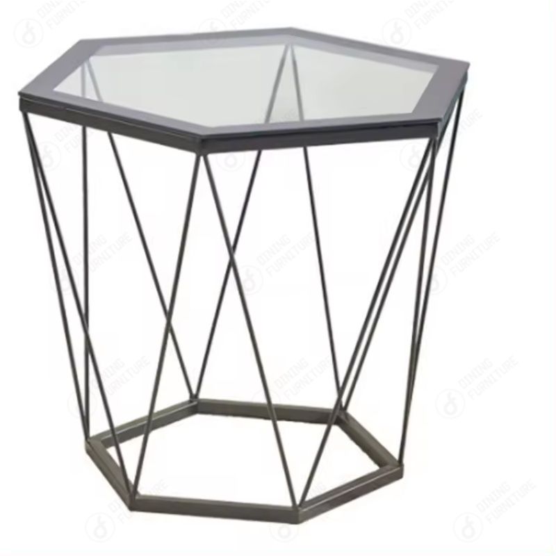 Hollow Wire Table with Glass Top DT-G22